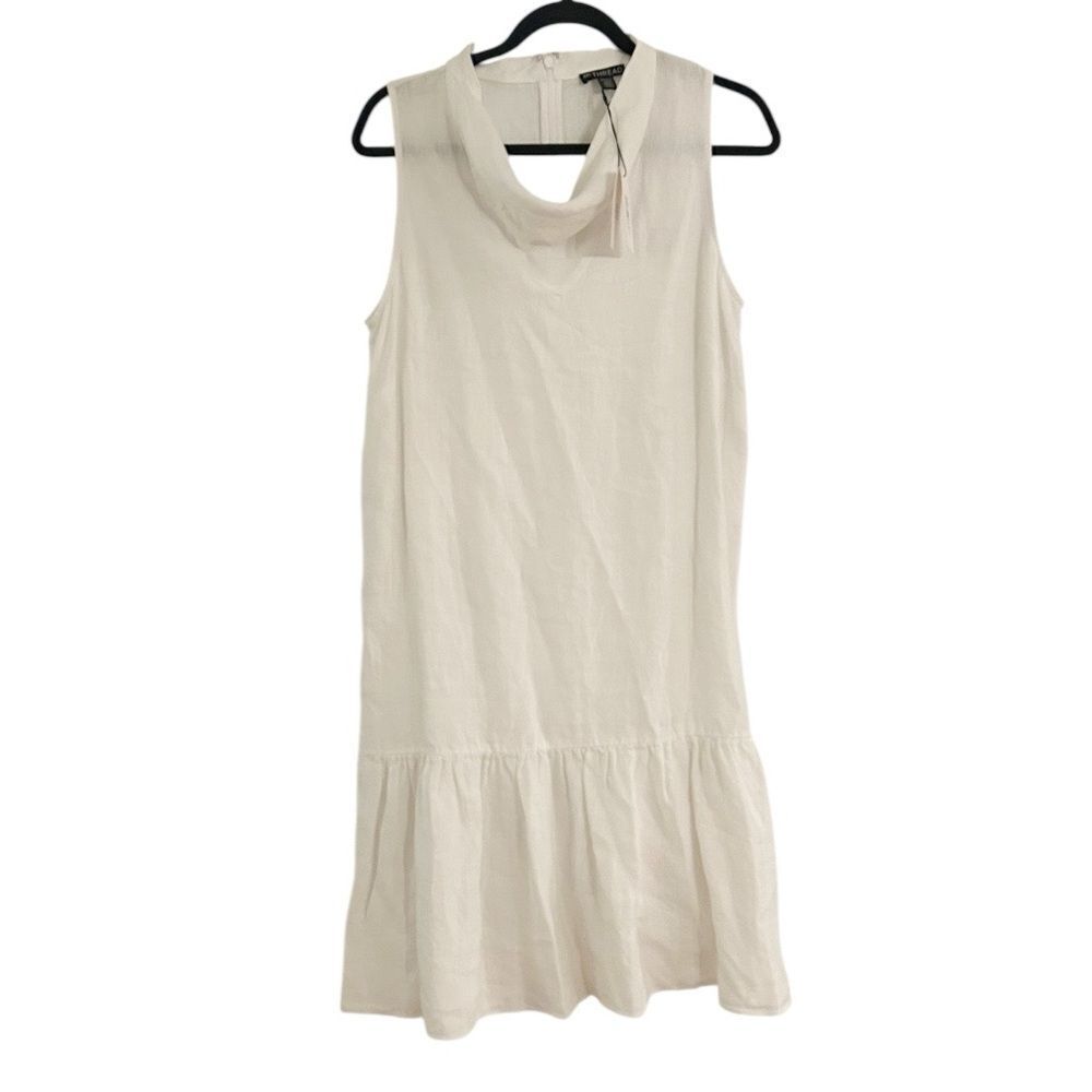 En THREAD White Cowl Neck Linen Blend Midi Dress Size Small NEW 99.00
